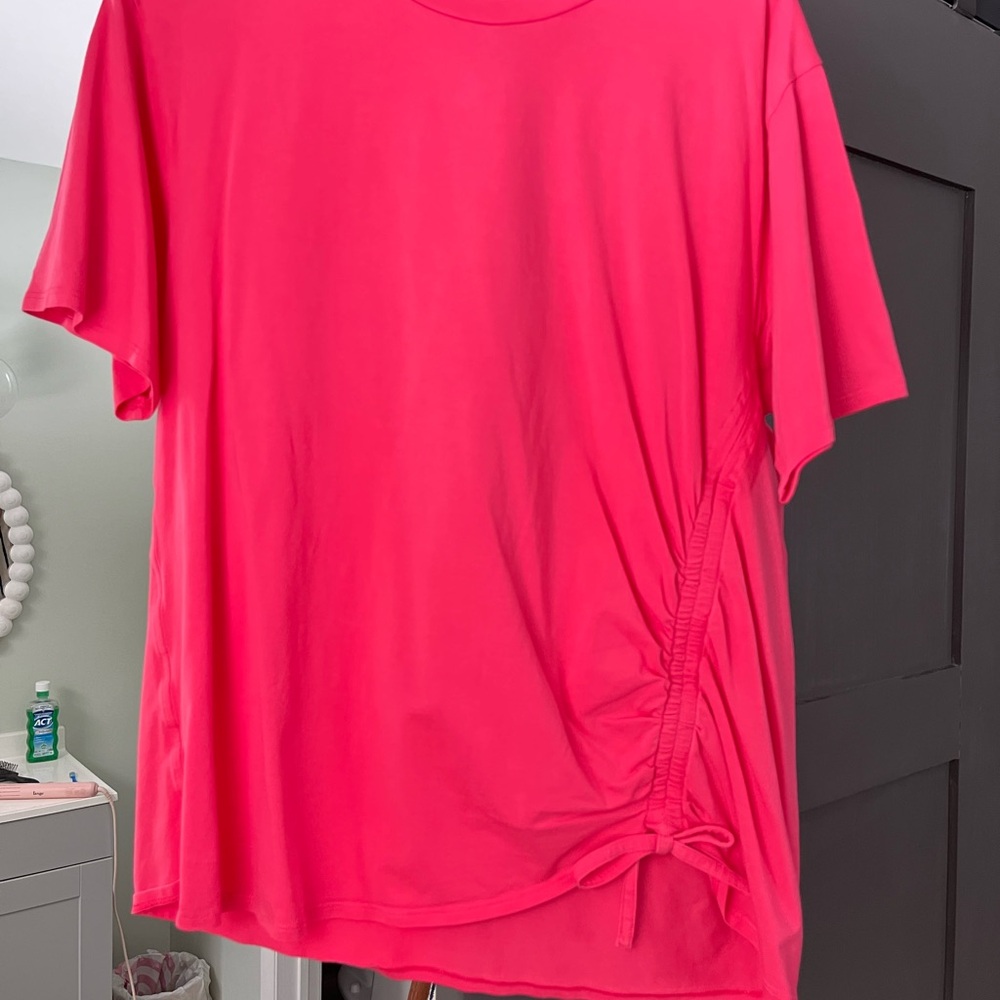 lululemon athletica Hot Pink Short Sleeve Tee with Side Ruched Tie